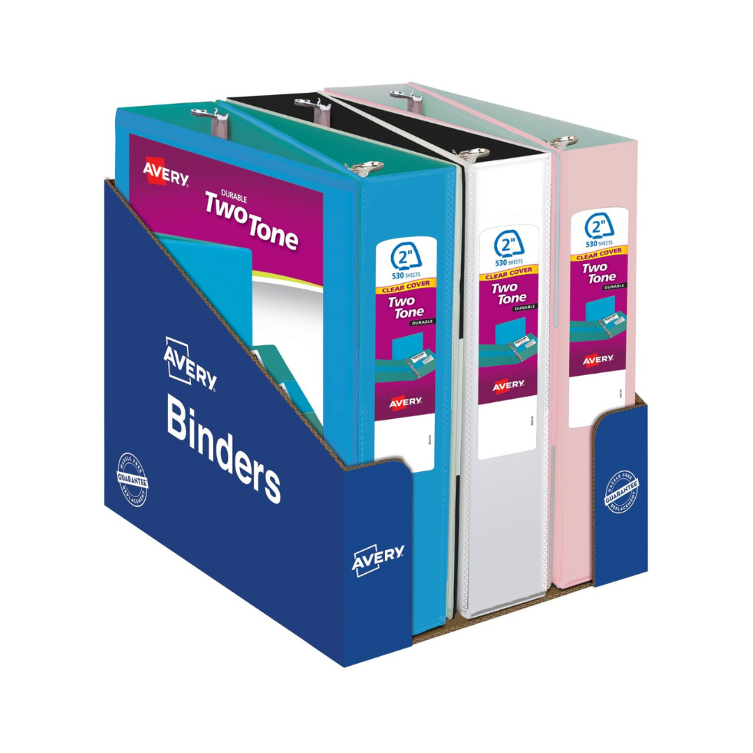 Folder Durable para personalizar de dos tonos, anillos inclinados de 2", capacidad para 500 hojas, colores surtidos (17236)