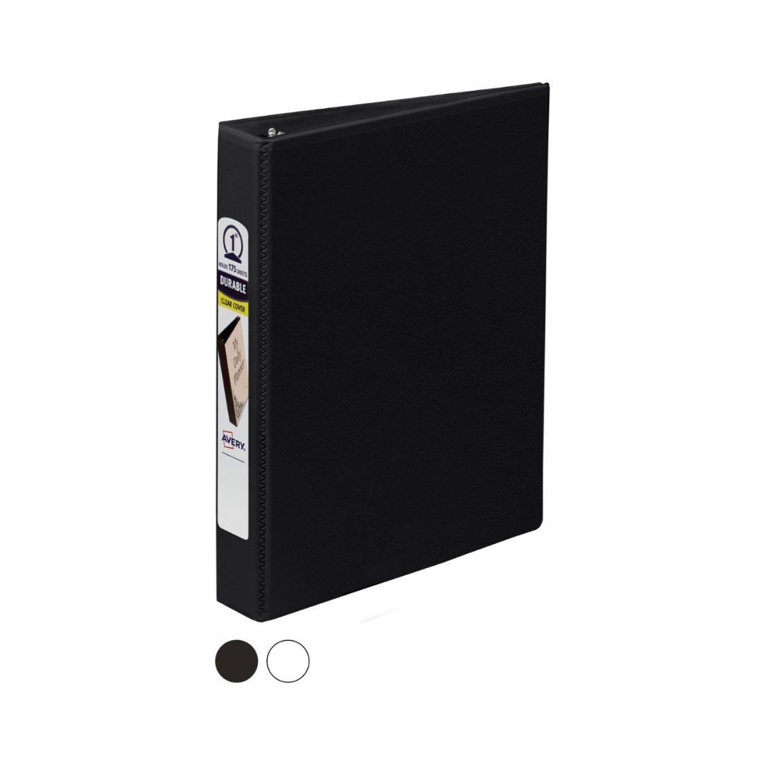 Folder Mini Durable para personalizar,  negro, anillos de 1", capacidad para 175 hojas, 13,9 x21,5cms (17167)