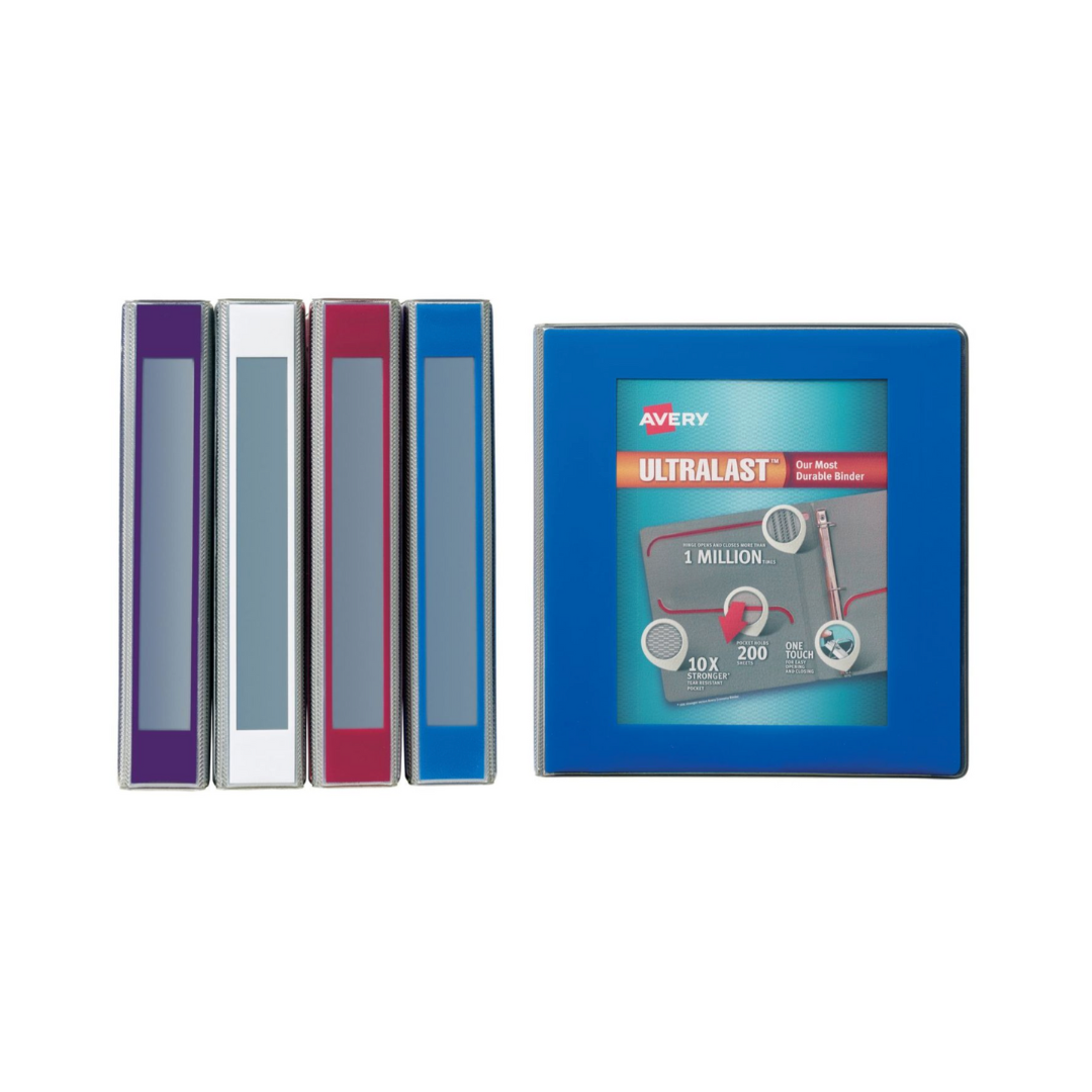 Folder Ultralast®, anillos inclinados de 1.5", capacidad para 400 hojas, colores surtidos (79738)