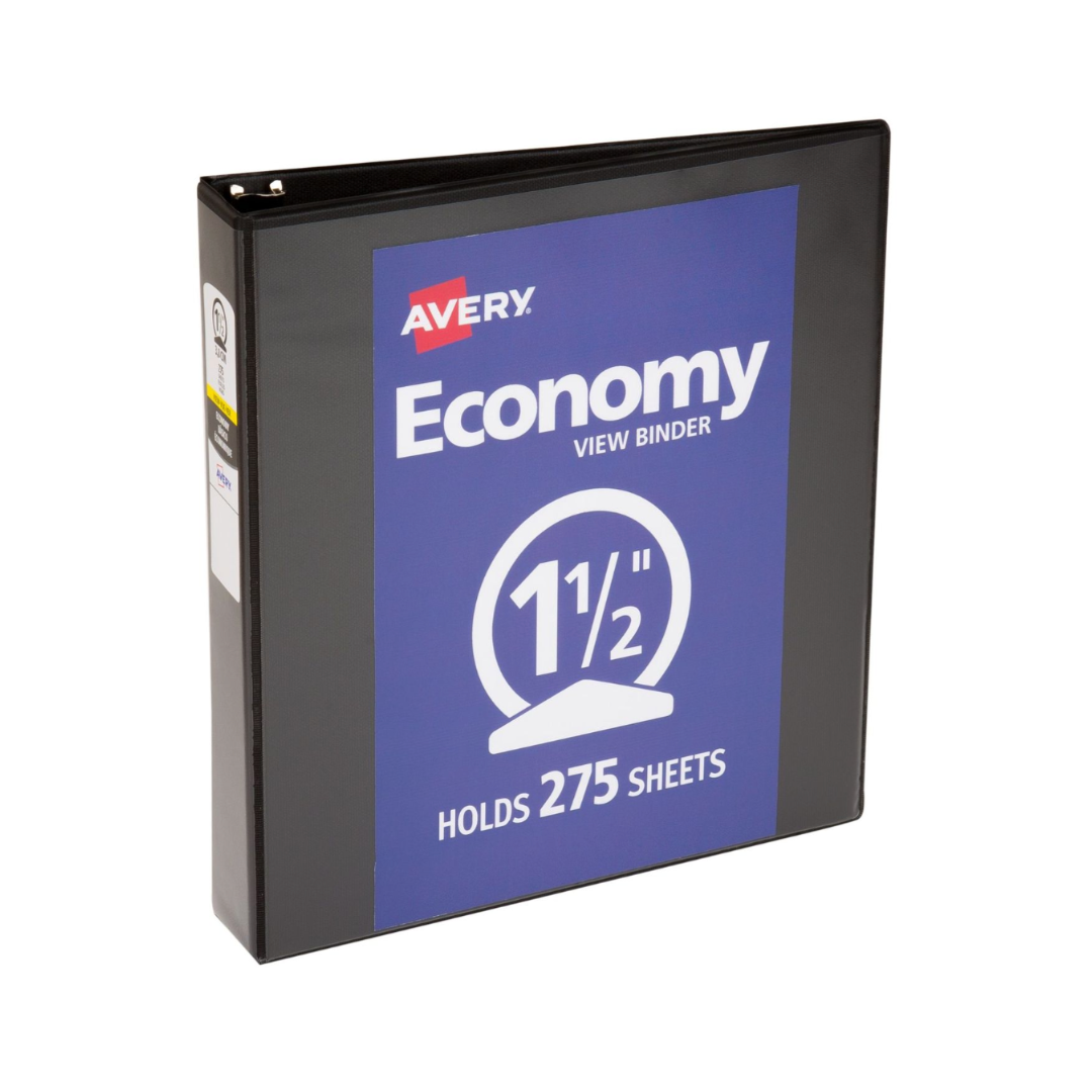 Folder económico negro, anillos redondos de 1.5", capacidad para 275 hojas (05771)