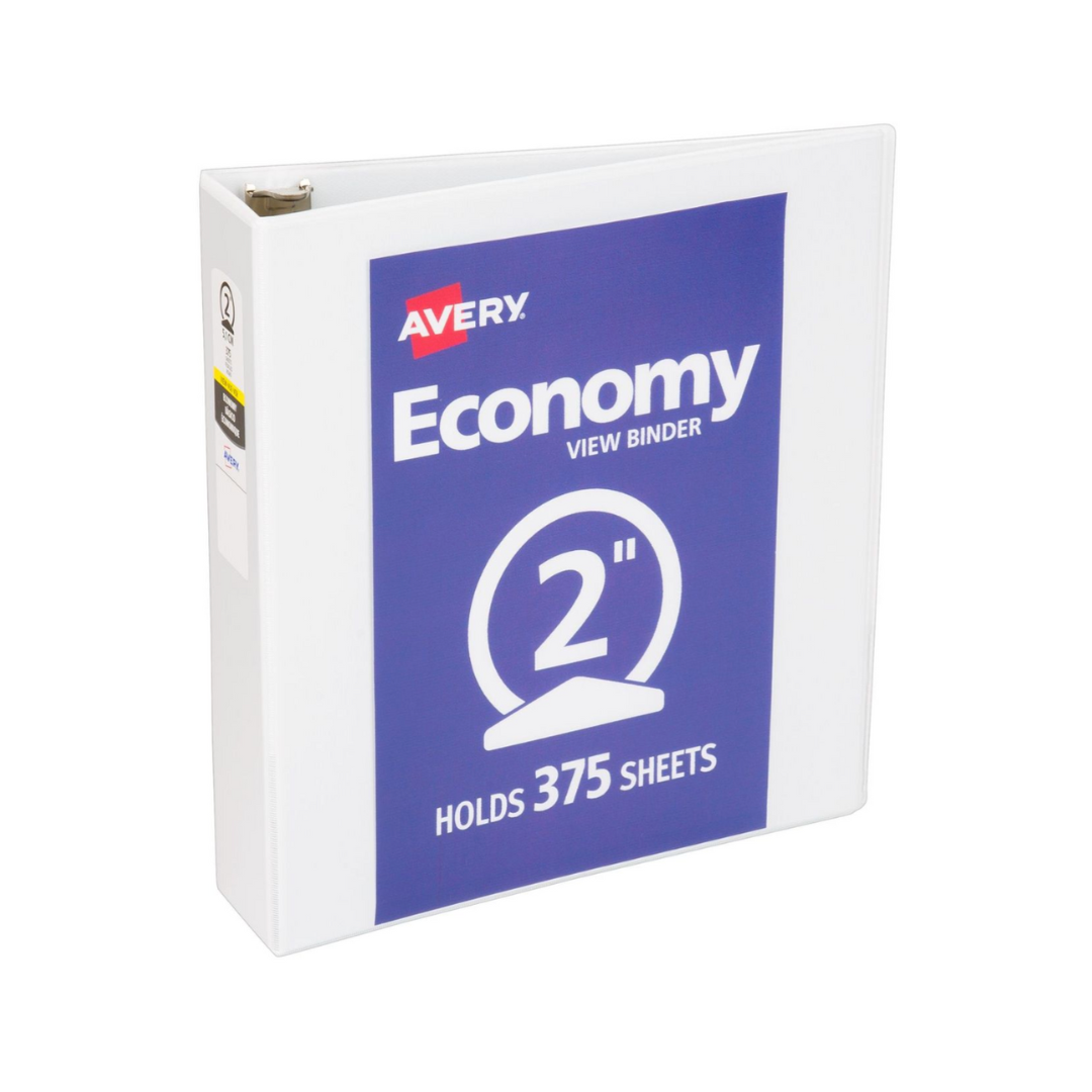 Carpeta para personalizar  Económica, Anillos Redondos de 2", Capacidad para 375 Hojas, Color Blanco (05780)