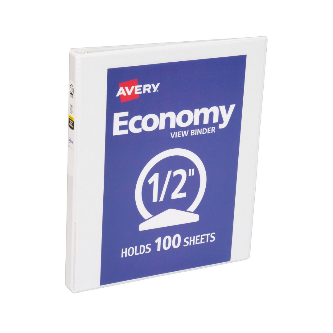 Folder económico con para personalizar , blanco, anillos redondos de 0.5", capacidad para 100 hojas (05750)