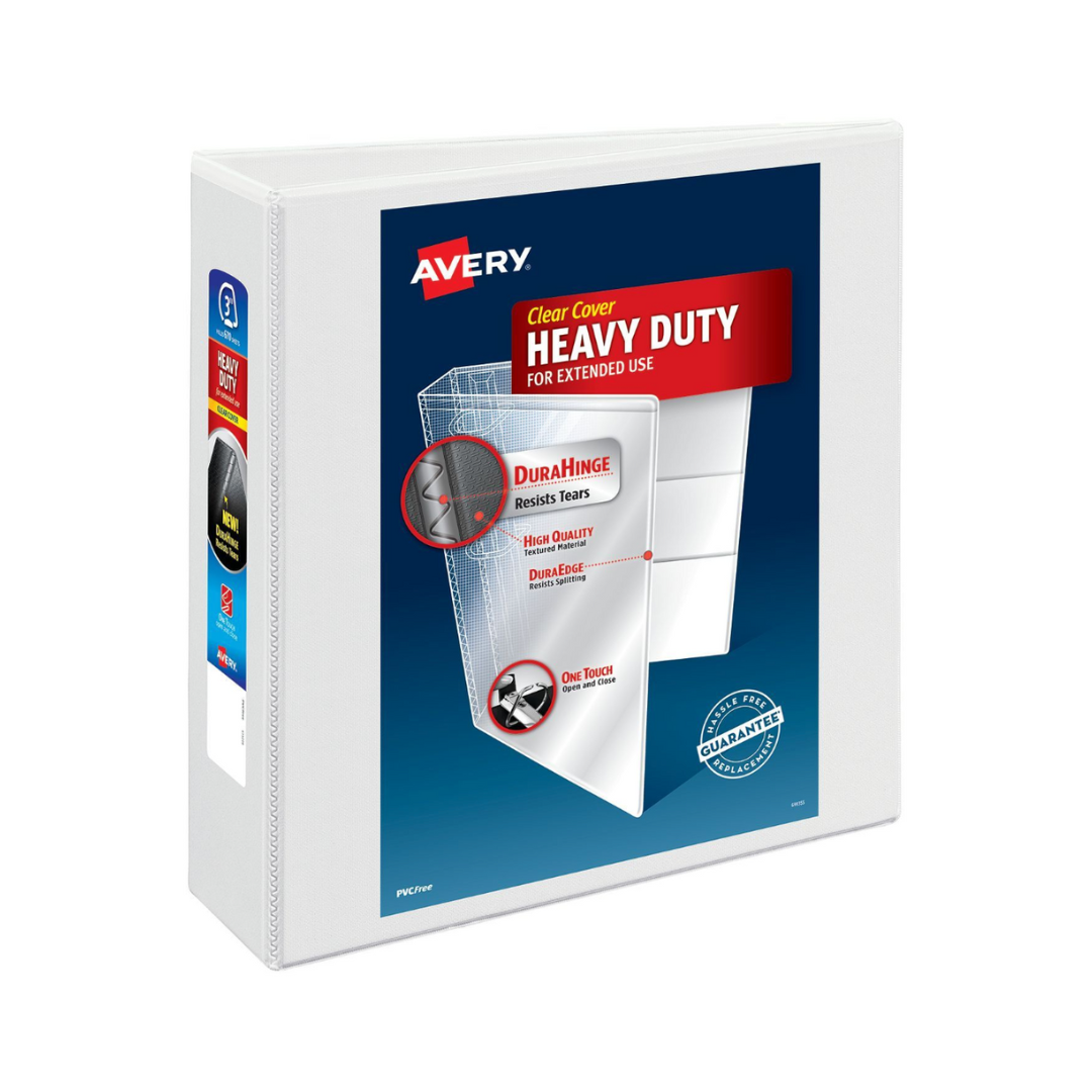 Folder de alta resistencia para personalizar,  blanco, anillos un solo toque EZD® de 2", capacidad 530 hojas (05604)