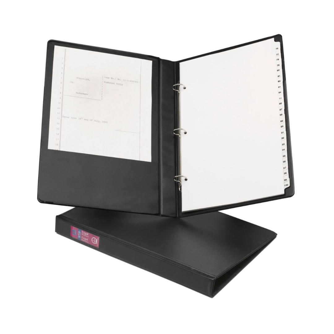Folder durable legal, anillos redondos de 1", capacidad para 175 hojas, negro (6400)