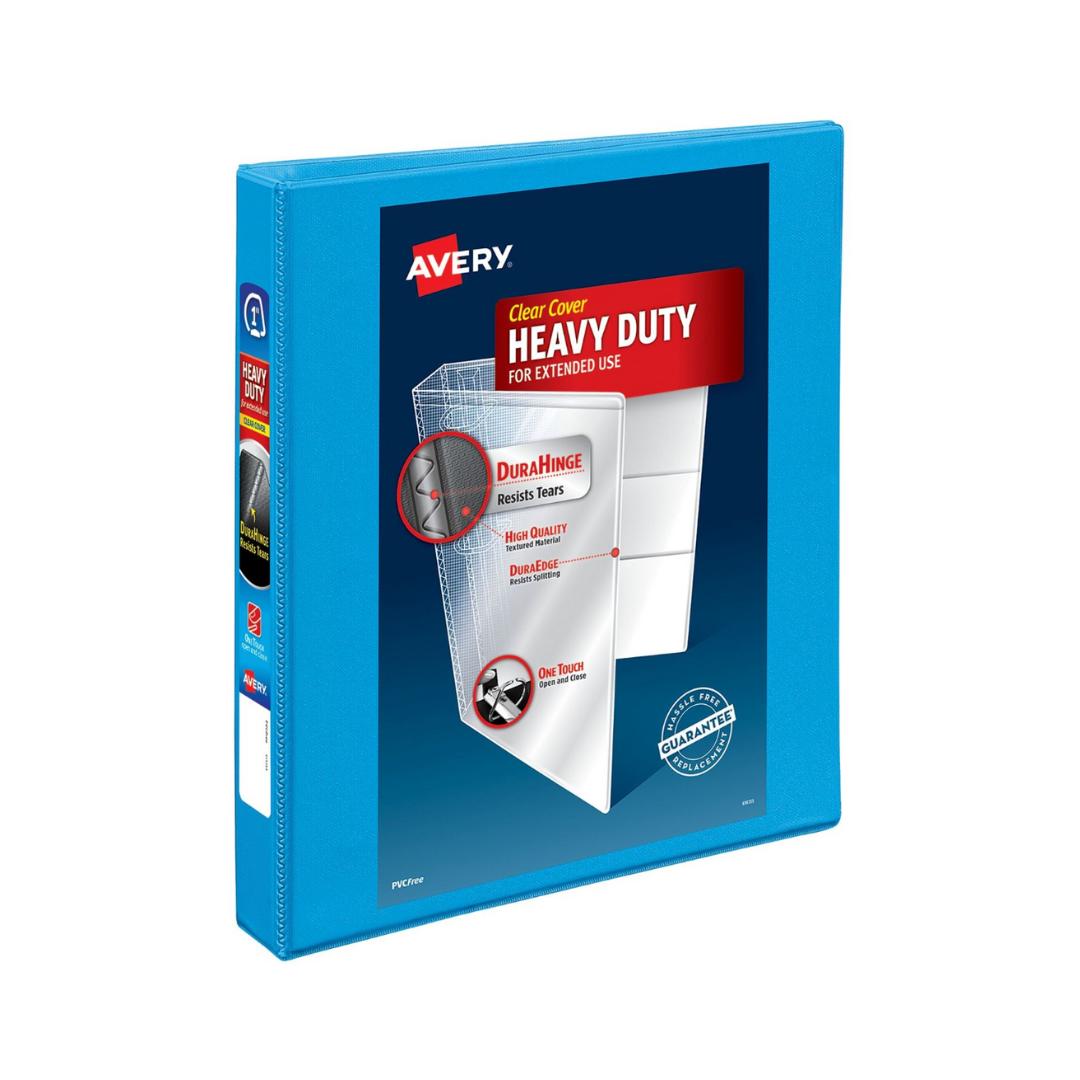 Folder de alta resistencia para personalizar,  azul claro anillos un solo toque EZD® de 1", capacidad 250 hojas (05301)