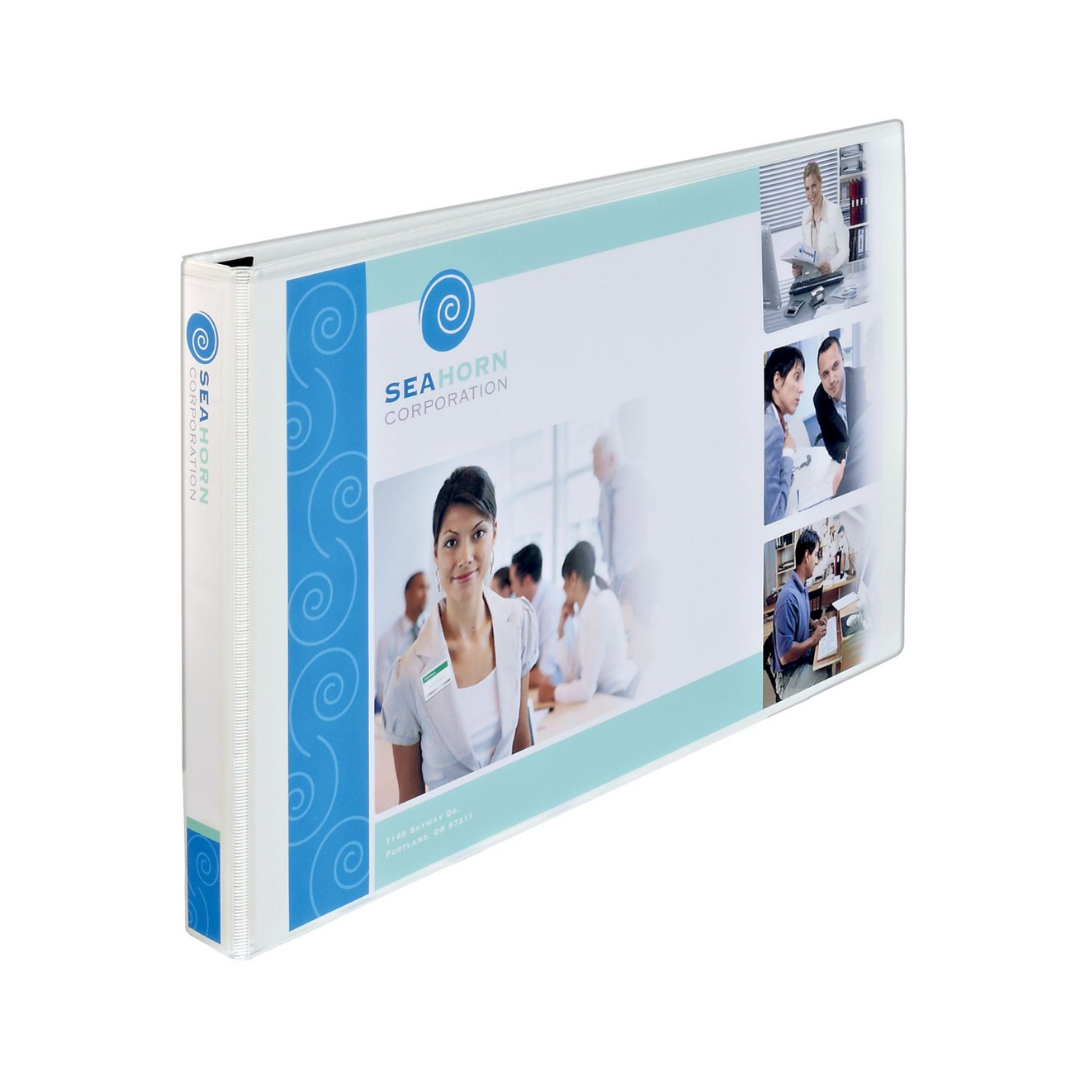 Folder de alta resistencia para personalizar, anillos inclinados de 1", capacidad para 250 hojas, 43 x 27cms, blanco (72124)
