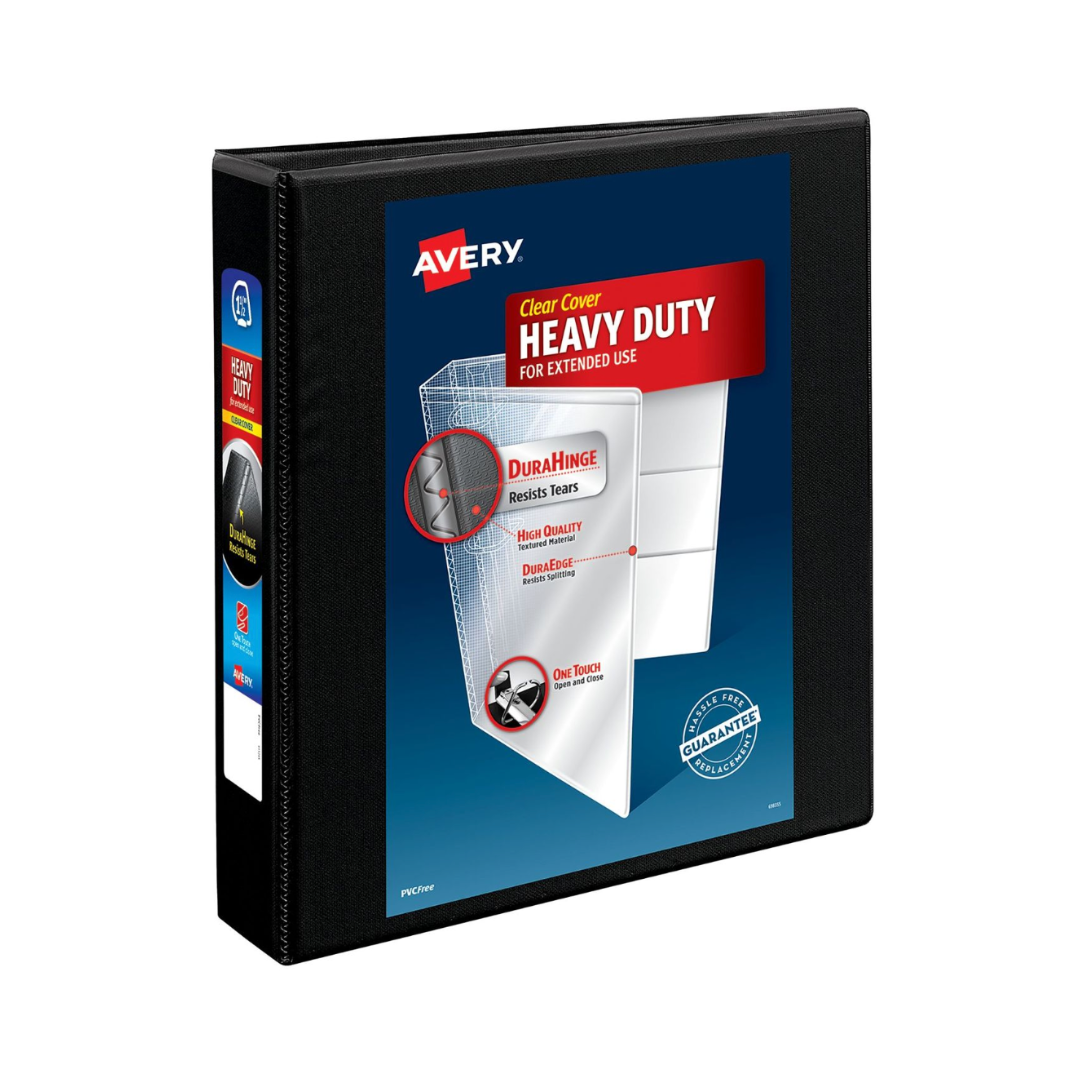 Folder de alta resistencia para personalizar,  negro, anillos un solo toque EZD® de 3", capacidad 635 hojas (05400)