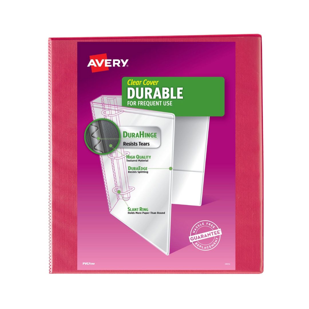 Folder Durable para personalizar, rosa coral, anillos inclinados de 1", capacidad para 250 hojas(17293)