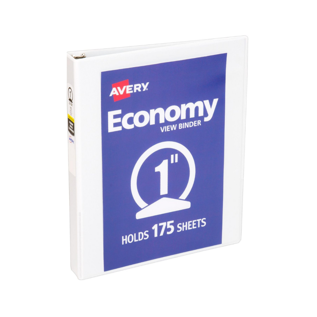 Folder económico para personalizar, blanco, anillos redondos de 1", capacidad para 175 hojas (05711)