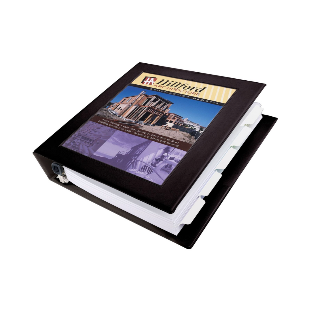Folder con marco negro, anillos de un toque de 1.5", capacidad para 400 hojas (68058)
