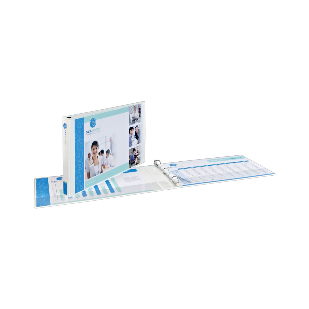 Folder de alta resistencia para personalizar, anillos inclinados de 2", capacidad para 530 hojas, 43 x 27cms, blanco (72126)