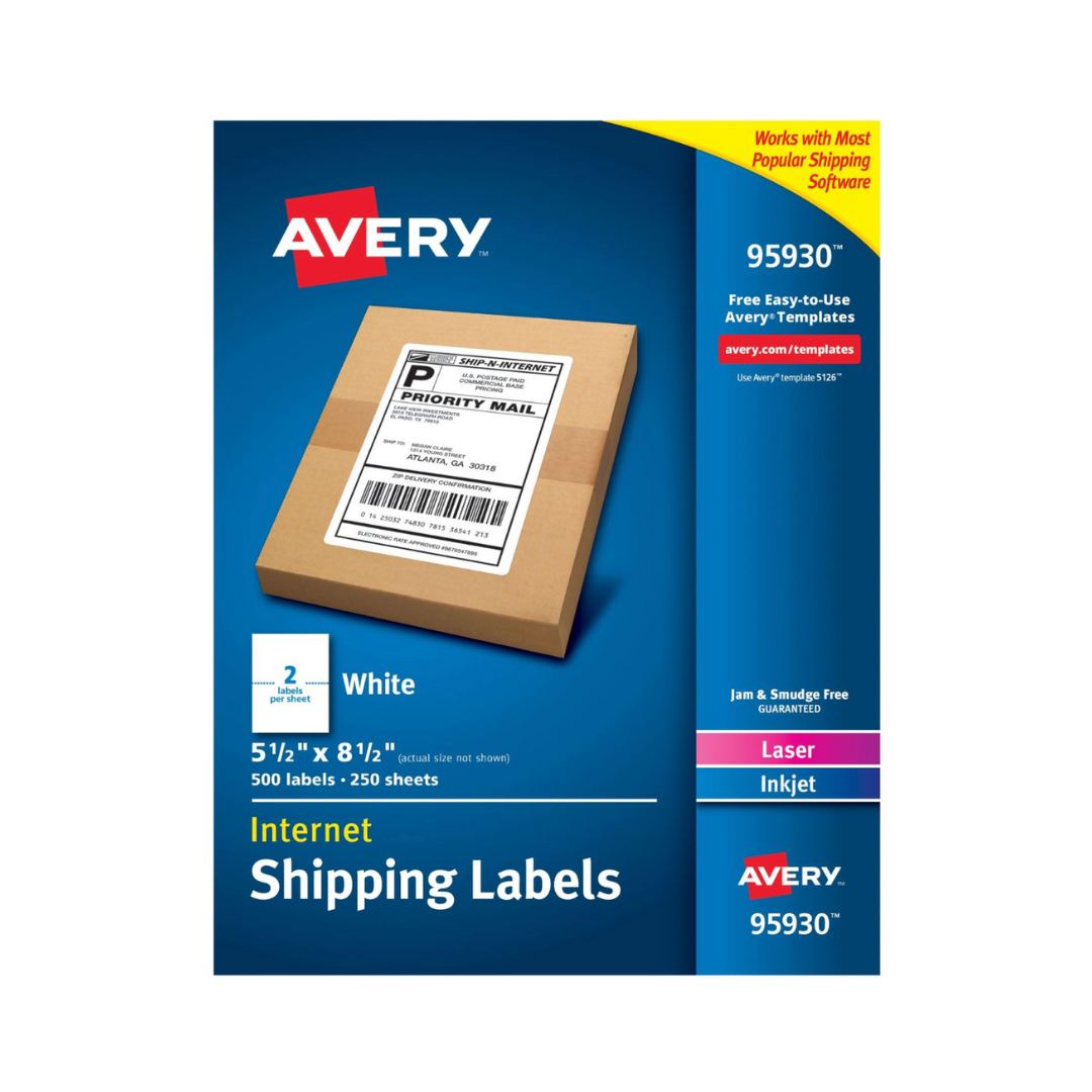 Avery®  Etiquetas de envío, tecnología TrueBlock®, etiquetas permanentes, 21.6 x 14 cms, láser, 200 etiquetas (5126)