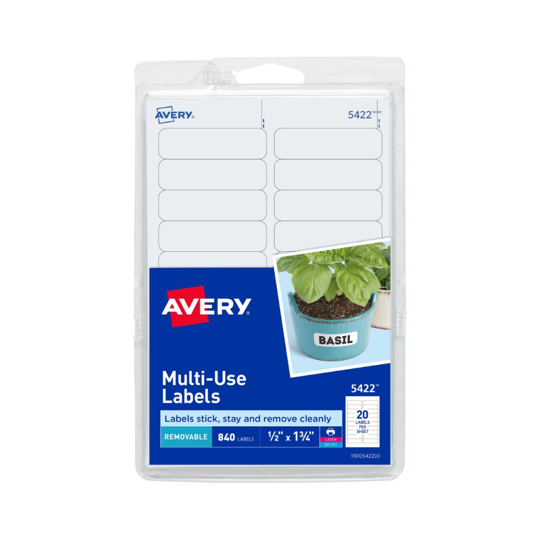 Avery® Etiquetas removibles, adhesivo removible, 4.4 x 1.3 cms, 840 etiquetas (5422)