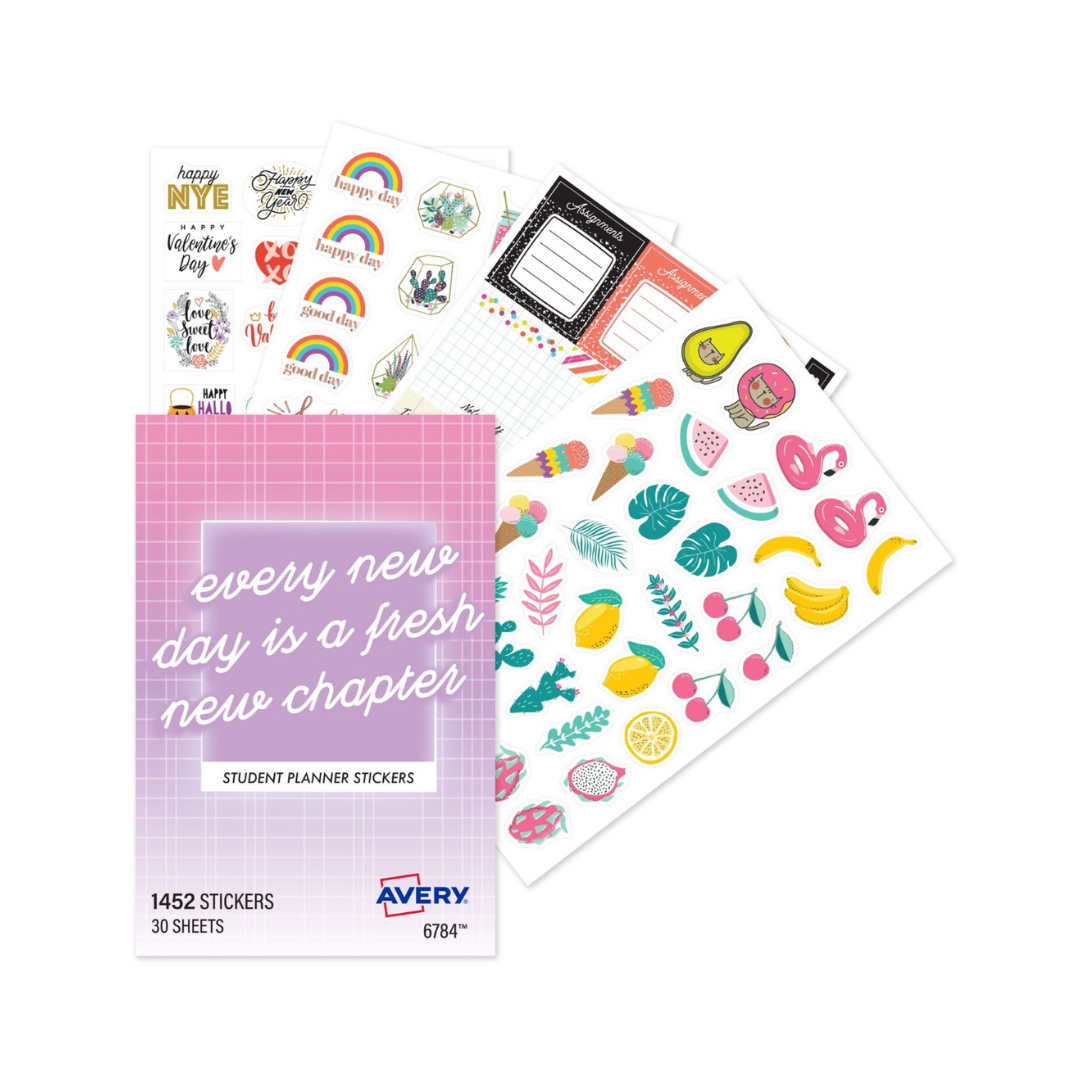 Avery® Paquete variado de stickers, Fitness Planner, 30 hojas de pegatinas, 1362 pegatinas en total (6787)