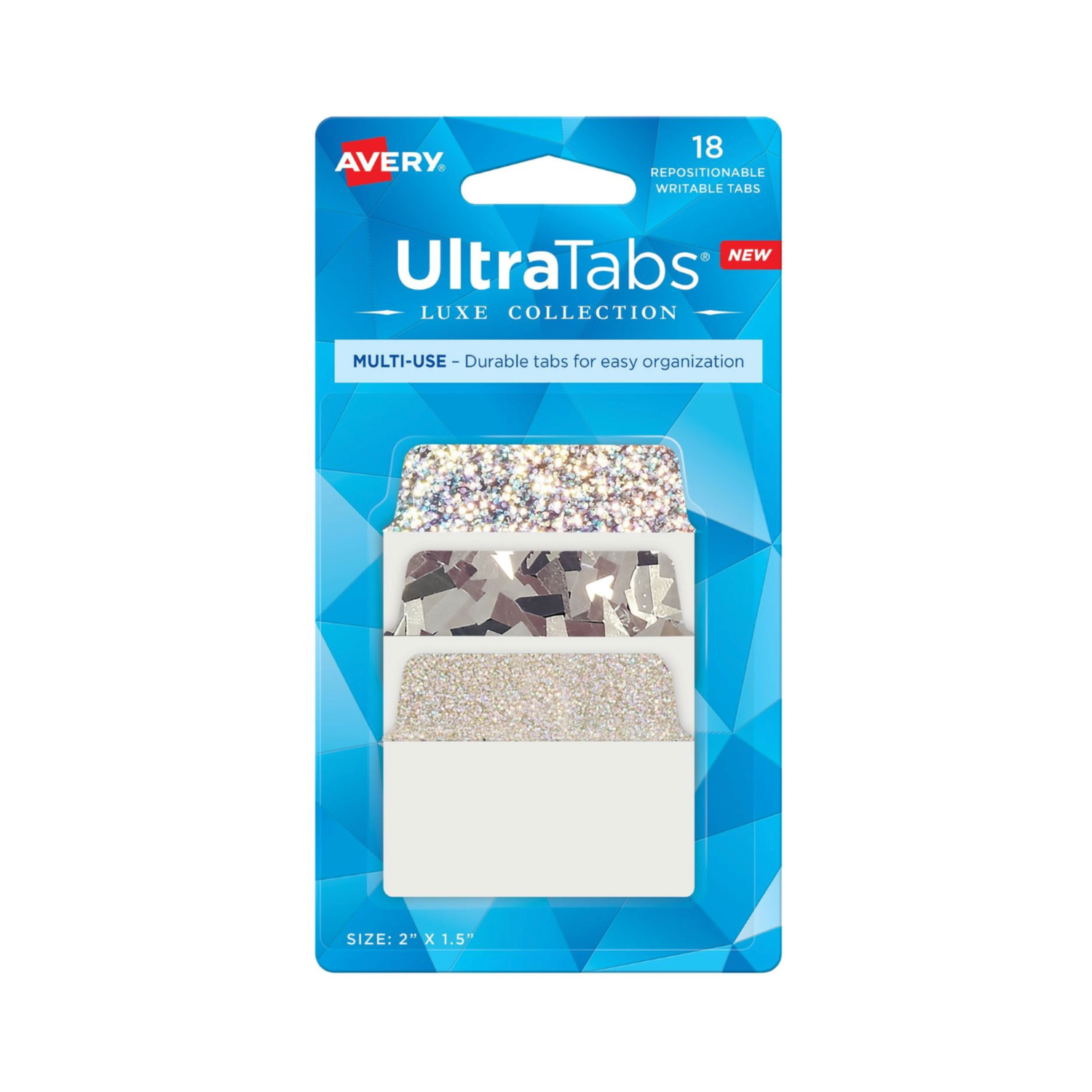 Avery® Banderitas adhesivas Ultra Tabs® Luxe Collection, 5.08 x 3.8cms, diseños holográficos surtidos, 18 Banderitas adhesivas (74145)