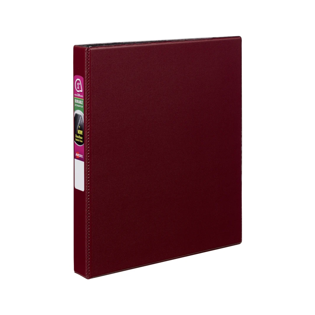 Folder durable color borgoña, anillos inclinados de 1", capacidad para 220 hojas, DuraHinge (27252)