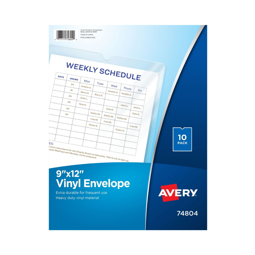 Avery® Sobres para fichas de trabajo 22.9 x 30.5 cms, 10 porta tickets (75009)