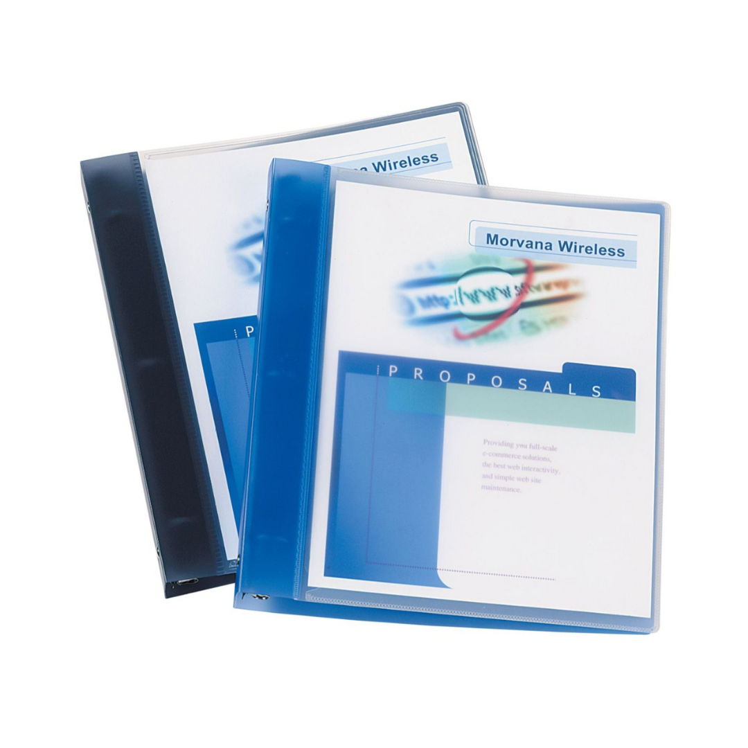 Folder Flexible para personalizar azul, anillos redondos de 1", capacidad para 175 hojas, (17675)