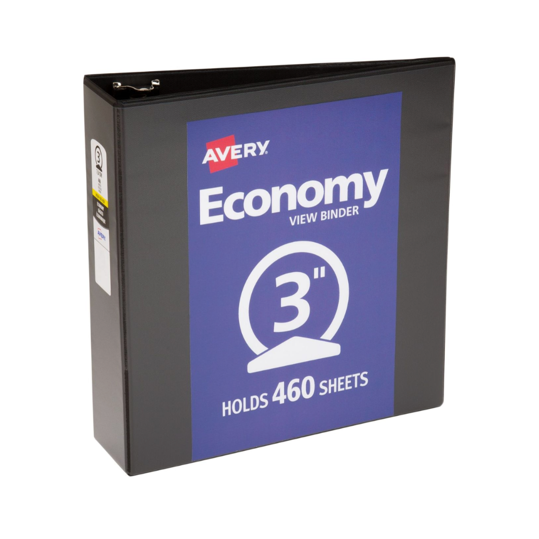 Folder económico negro, anillos redondos de 3", capacidad para 460 hojas (05891)