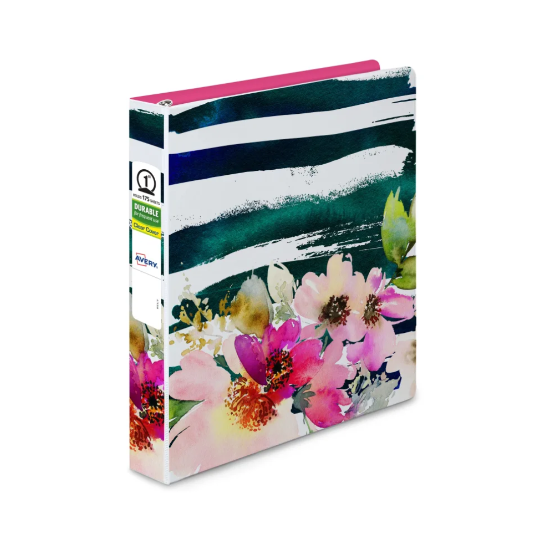 Folder Durable para personalizar,  Fashion rayas color agua, anillos redondos de 1", capacidad para 175 hojas, (26733)