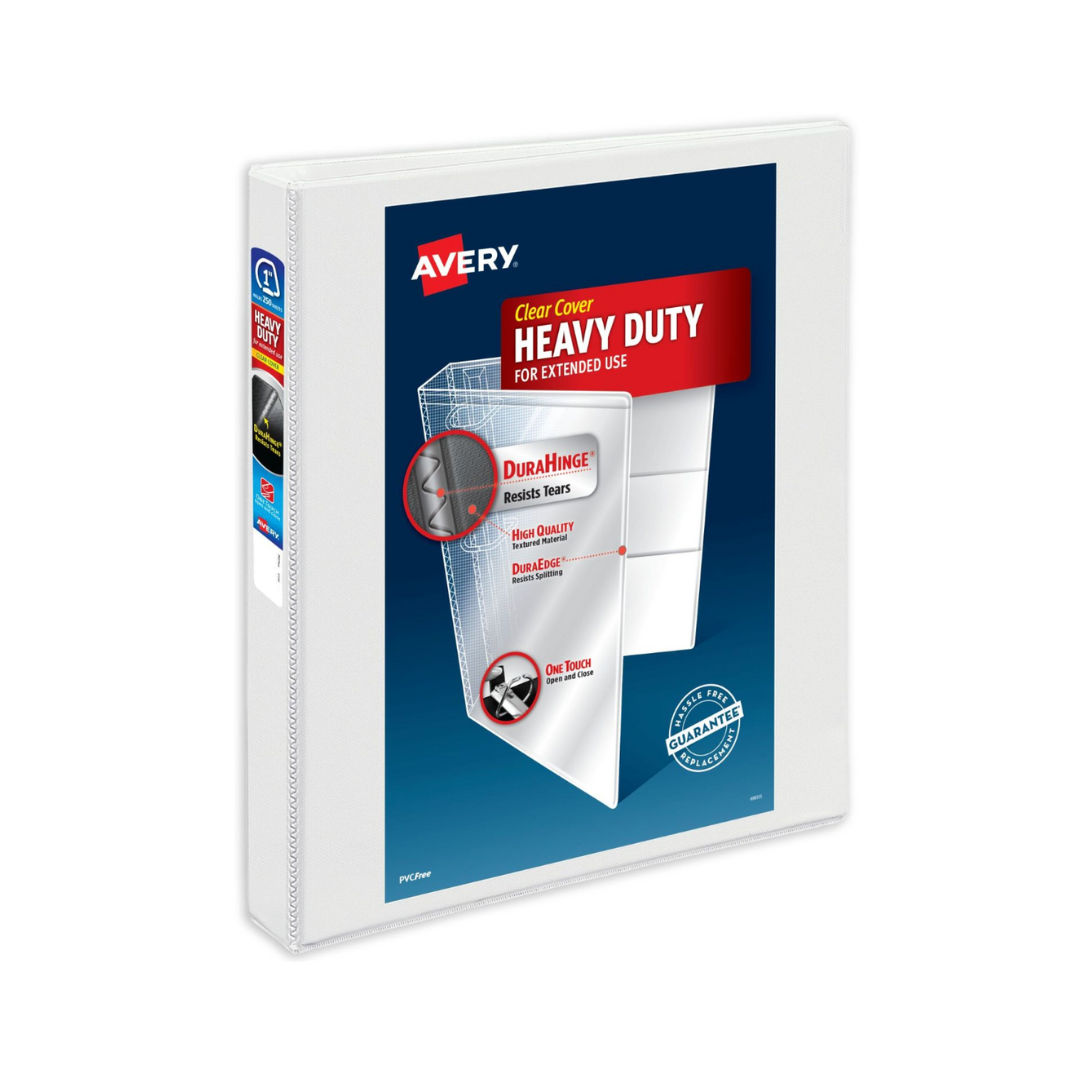 Folder alta resistencia, anillos inclinados de un toque de 1", capacidad para 250 hojas, DuraHinge®, blanco (79799)