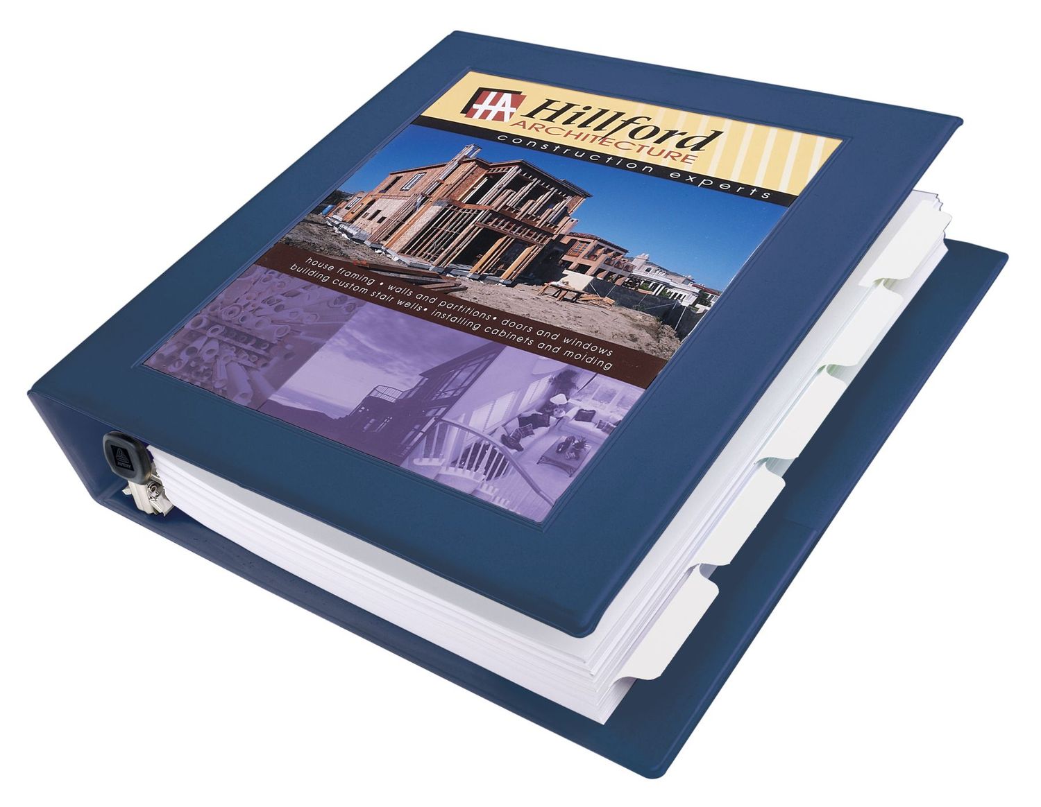 Folder con marco azul marino, anillos de un toque de 1.5", capacidad para 400 hojas (68059)