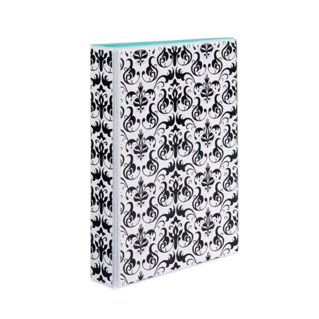 Folder durable Mini estamapado damasco, anillos redondos de 1", capacidad para 175 hojas, de 14 x 21,5cms. (18445)
