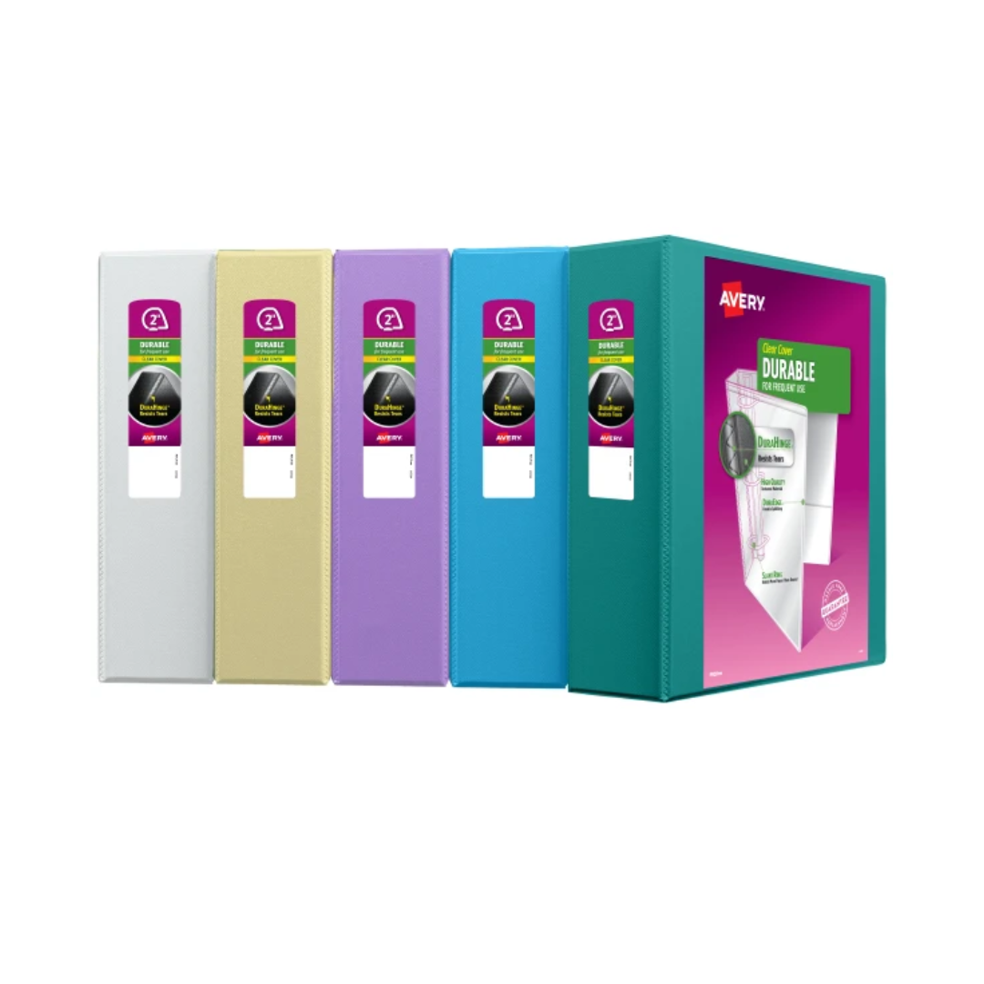 Folder Durable para personalizar colores surtidos, anillos inclinados de 2", capacidad para 500 hojas (17038)