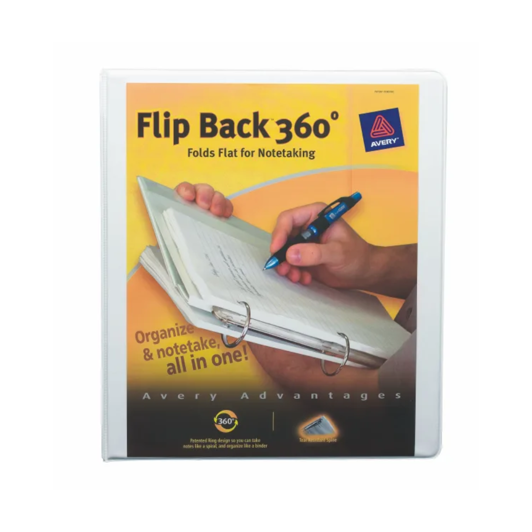 Folder Flip Back® 360° blanco, anillos de 1", capacidad para 175 hojas (17560)
