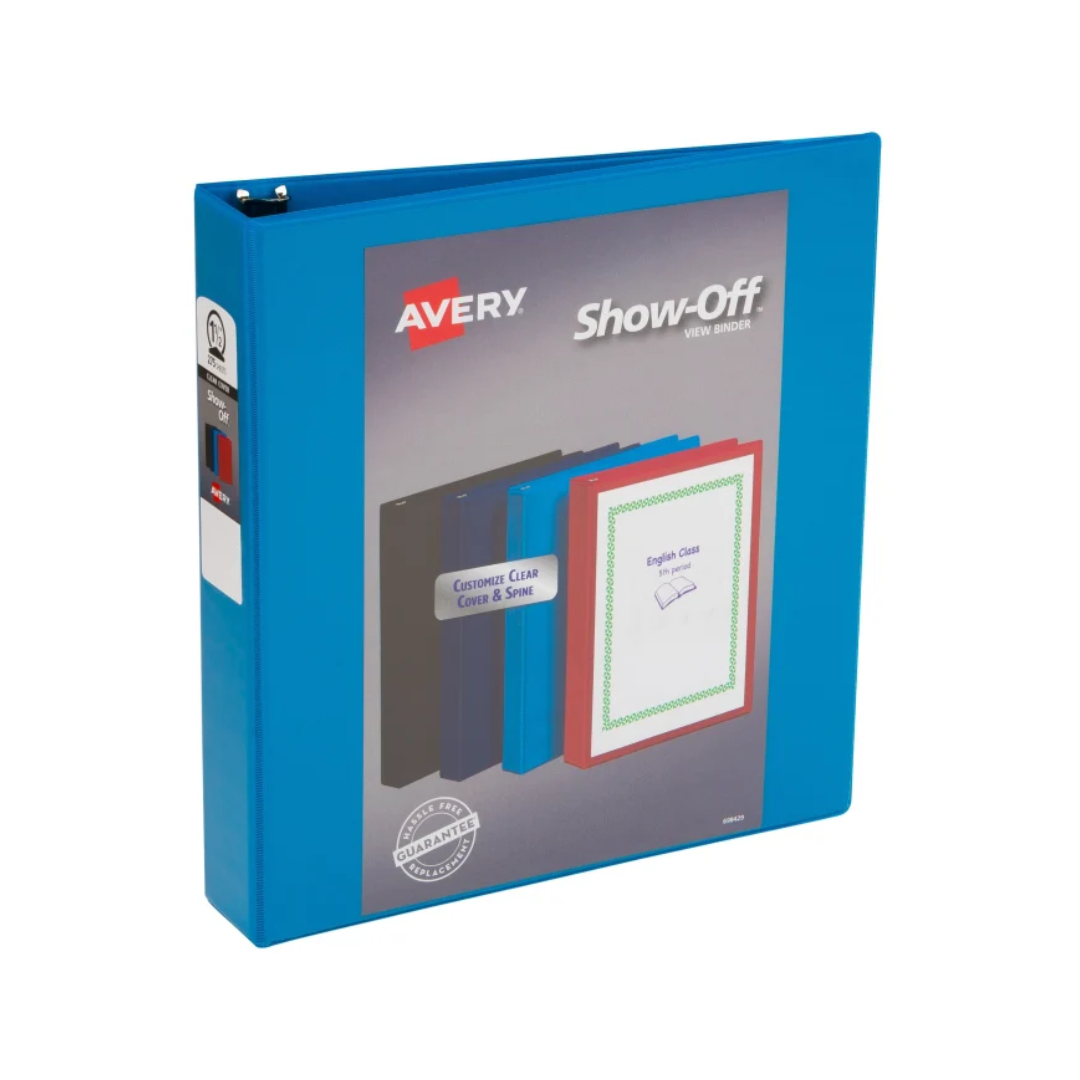 Folder Show Off™ para personalizar, anillos redondos de 1.5", capacidad para 275 hojas, colores surtidos (12058)
