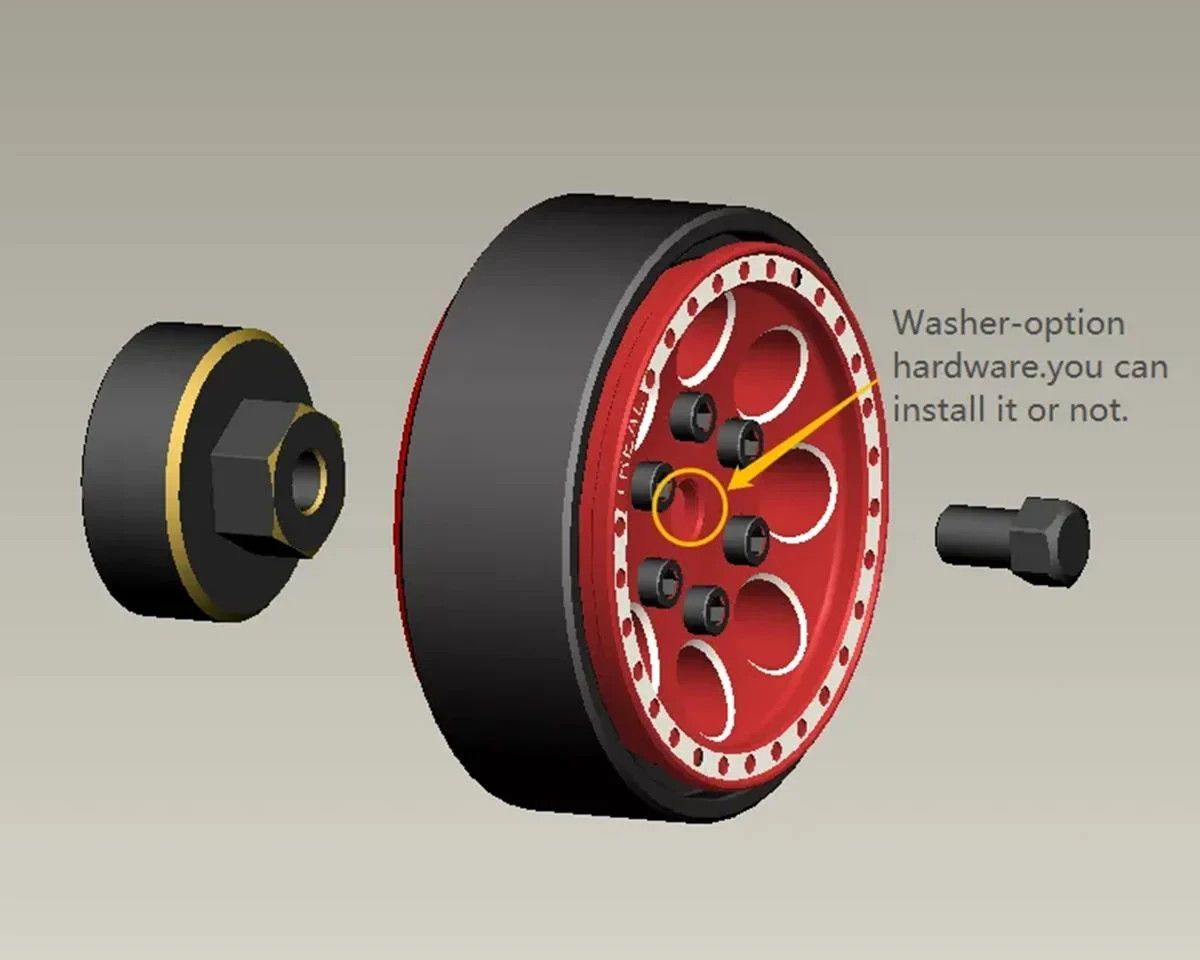 Treal Hobby Axial SCX24 Brass Extended Wheel Hex Hub (+5mm) (4) (12g)