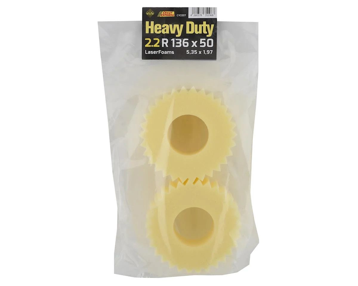 Crazy Crawler LaserFoam &quot;Heavy Duty&quot; 2.2 Foam Crawler Tire Insert (2) (136x50mm) (7-10 Pound Trucks)