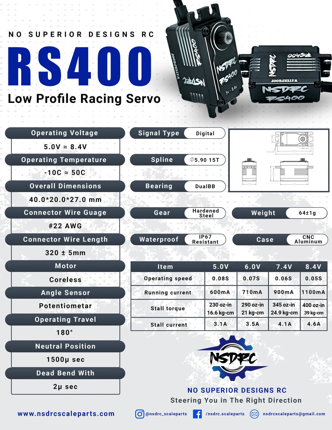 RS400 High Speed Low Profile Servo