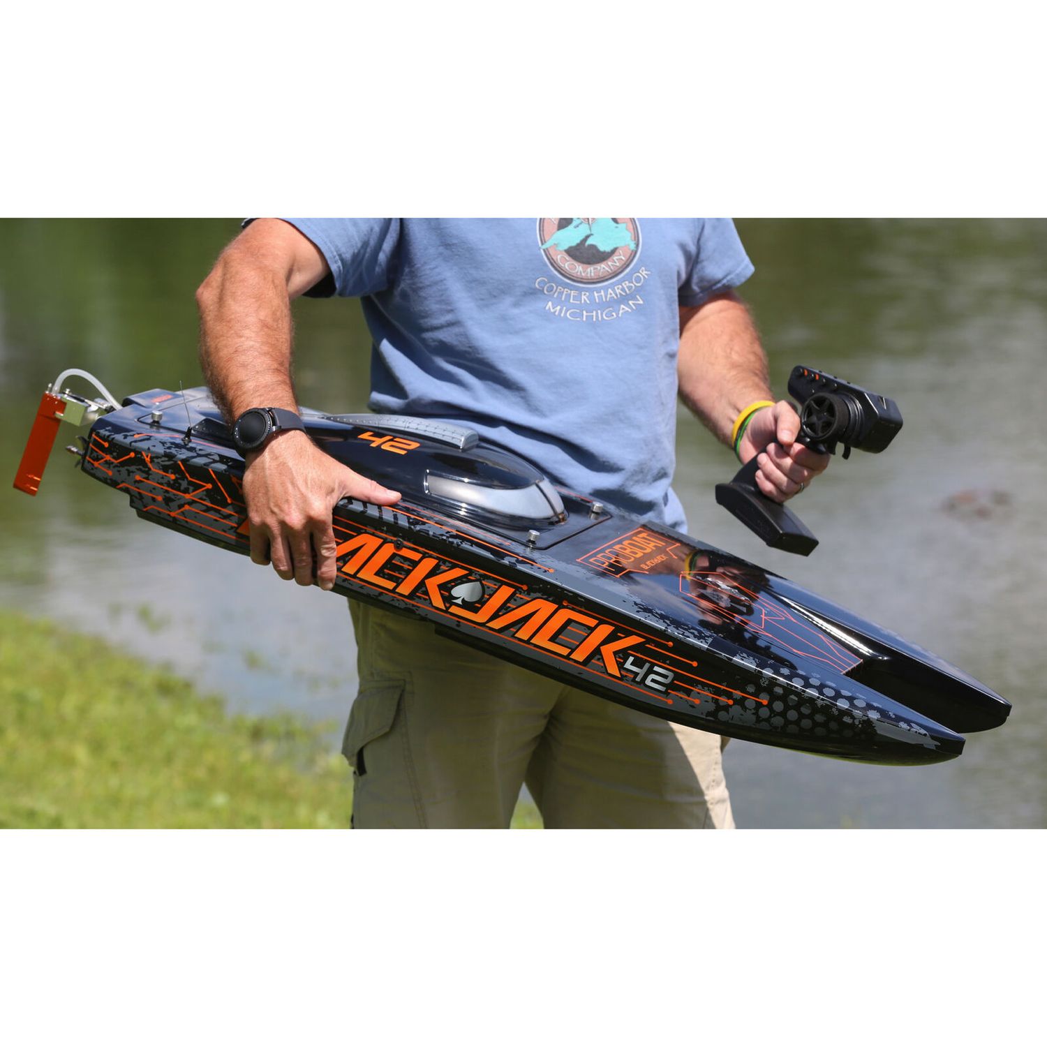 Blackjack 42&quot; 8S Brushless Catamaran RTR: Black/Orange