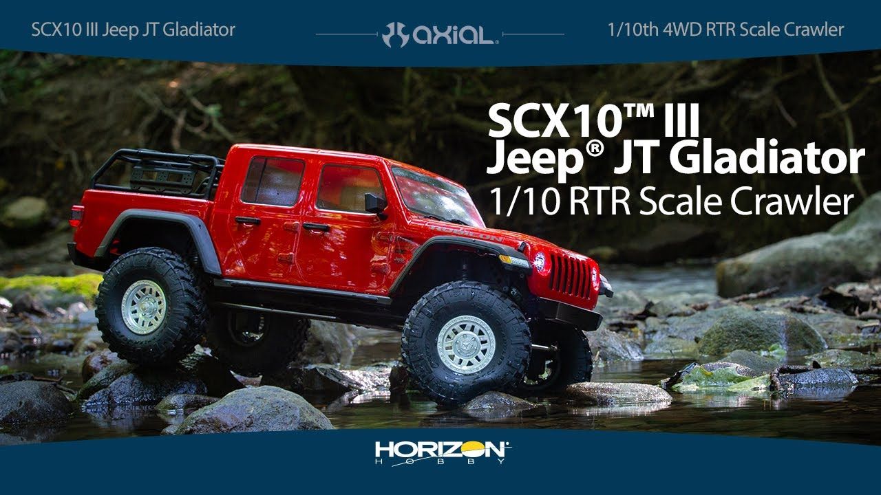 1/10 SCX10 III Jeep JT Gladiator 4X4 RTR Brushed Rock Crawler, Gray