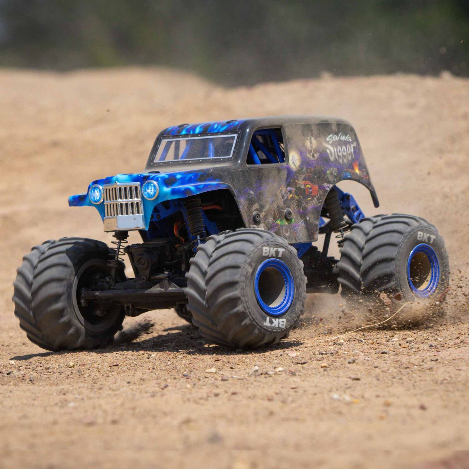 1/18 Mini LMT Son Uva Digger 2S 4X4 RTR Brushed Monster Truck (Battery &amp; Charger Included), Blue