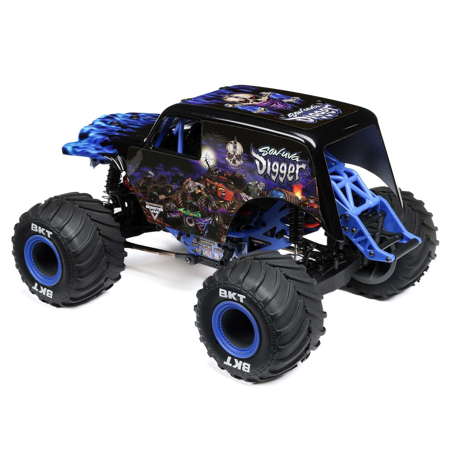 1/18 Mini LMT Son Uva Digger 2S 4X4 RTR Brushed Monster Truck (Battery &amp; Charger Included), Blue