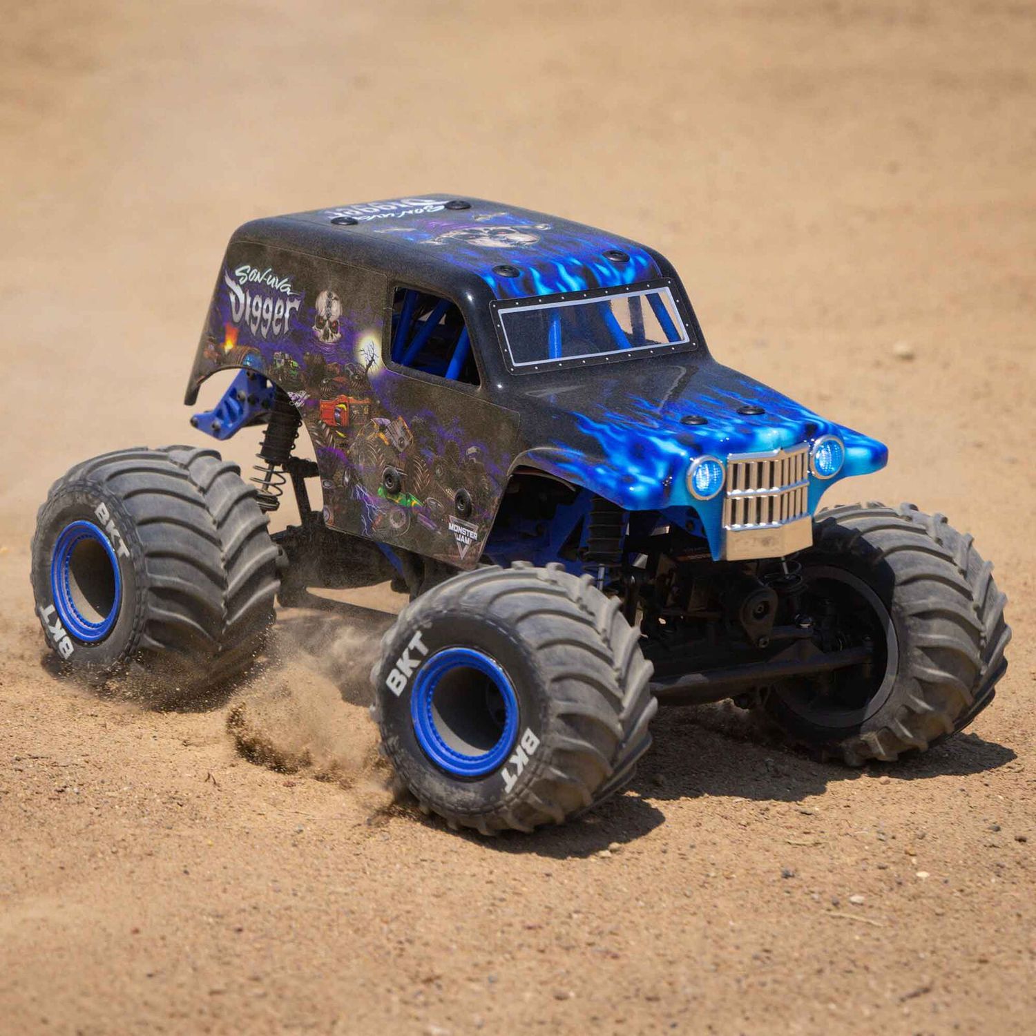 1/18 Mini LMT Son Uva Digger 2S 4X4 RTR Brushed Monster Truck (Battery &amp; Charger Included), Blue