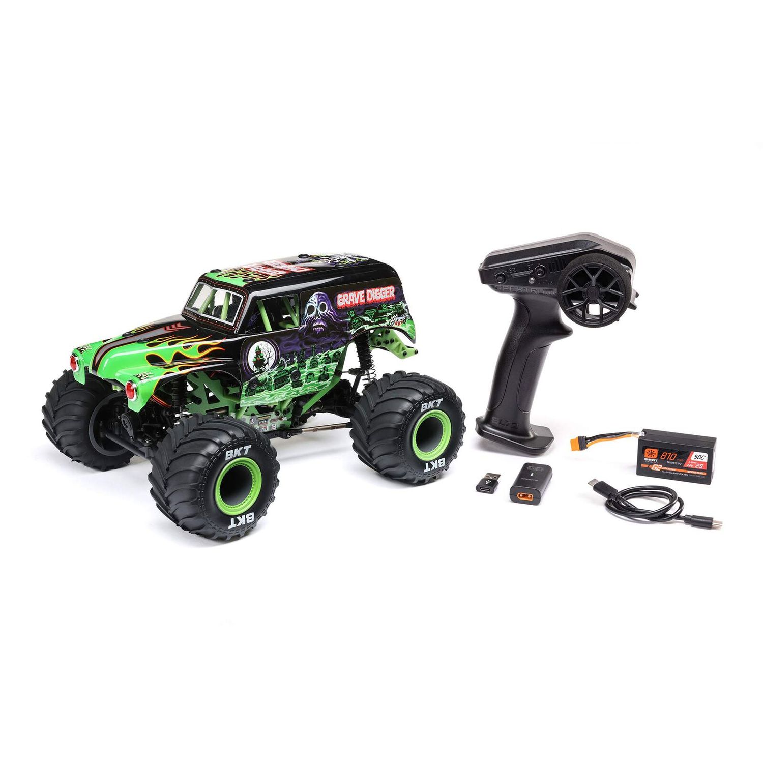 1/18 Mini LMT Grave Digger 2S 4X4 RTR Brushed Monster Truck (Battery &amp; Charger Included), Green
