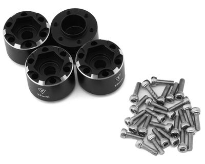 Treal Hobby 1.9&quot; Beadlock Wheel Hub Extension Spacers (Black) (4) (15mm)