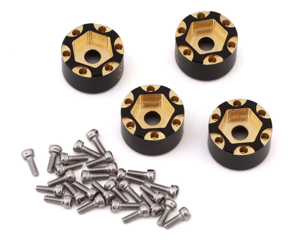 Treal Hobby Axial SCX24 1.0&quot; Brass Beadlock Wheel Hub Spacers (4) (9mm) (4.4g)
