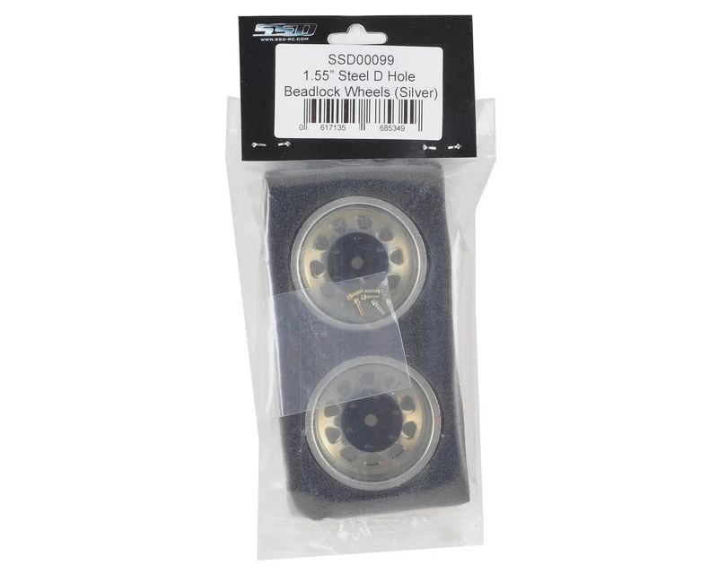 SSD RC D Hole 1.55" Steel Beadlock Crawler Wheels (Silver) (2)
