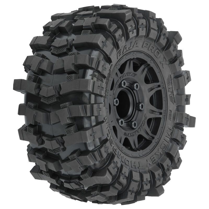 Mickey Thompson Baja Pro X 2.8&quot; Tires Mounted on Raid Black 6x30 Removable Hex (12mm &amp; 14mm) Wheels (2) for Big Rock? 3S, Granite? 3S, Stampede? 2wd &amp; 4x4 and other 1/10 Monster Trucks