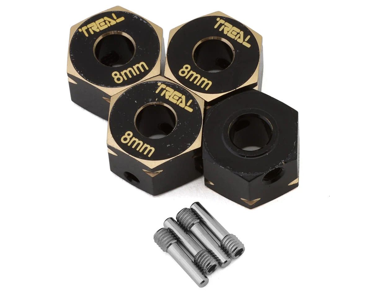 Treal  Axial Capra/SCX10 III Brass Hex Hub (Black) (4) (8mm)