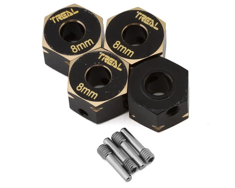 Treal  Axial Capra/SCX10 III Brass Hex Hub (Black) (4) (8mm)