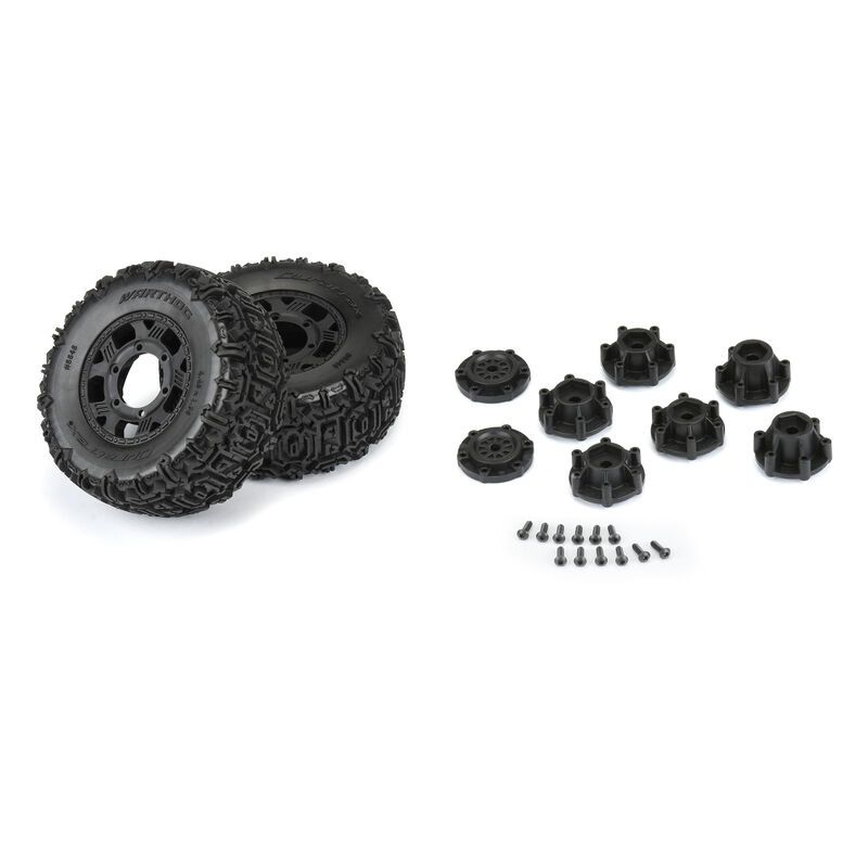 Warthog SC 2.2&quot;/3.0&quot; Off-Road Tires Mounted on Ripper Black 6x30 Removable 12mm Hex Wheels (2) for Slash 2wd &amp; Slash 4x4 Front or Rear