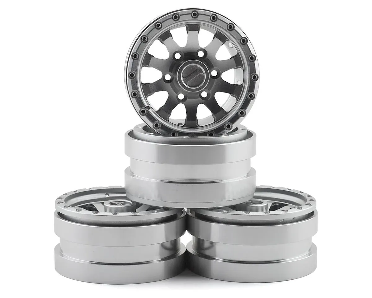 Pit Bull Tires Raceline Clutch 1.55&quot; Aluminum Beadlock Scale Replica Wheels (Silver) (4)
