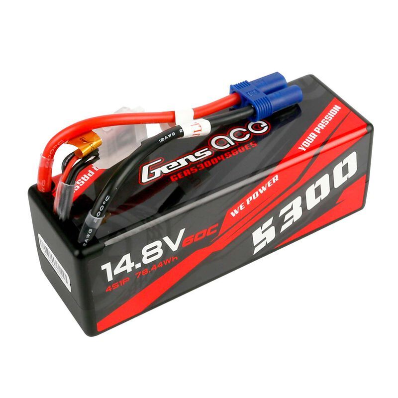 5300mAh 4S 14.8V 60C, Lipo, EC5, Hard Case