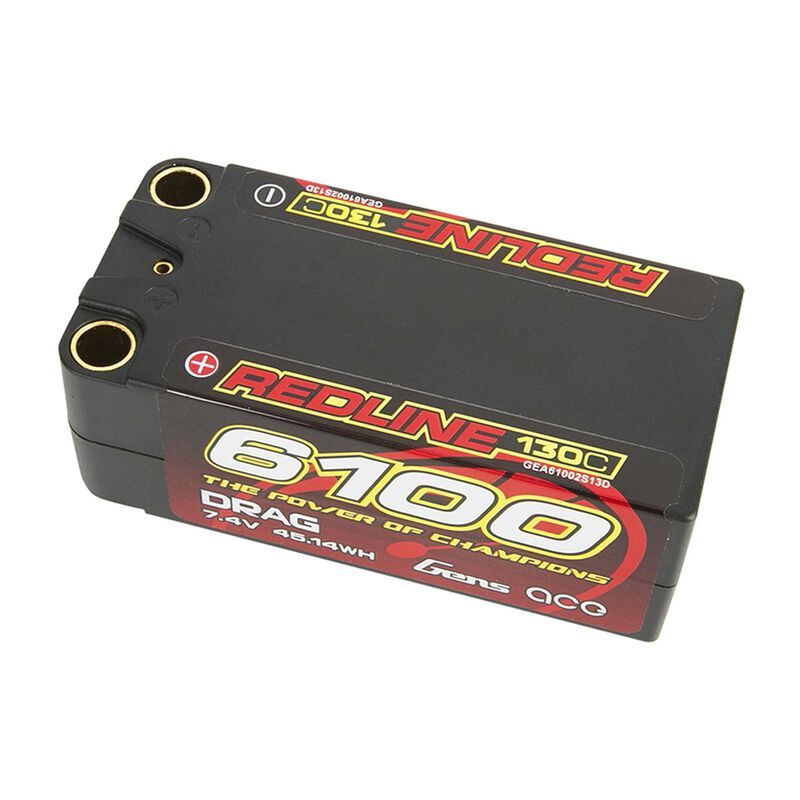 Gens Ace Redline Drag 7.4 6100 mAh 2S 130C, LiPo, Hard Case, 8mm Bullet