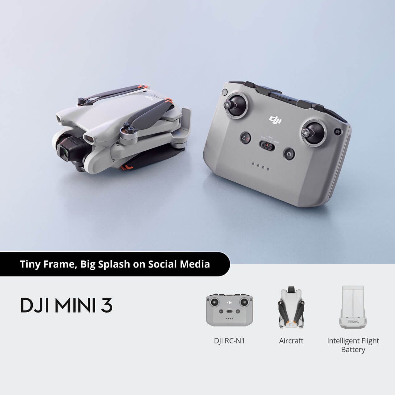 DJI Mini 3 Camera Drone 4K w/true vertical recording options (DJI RC)